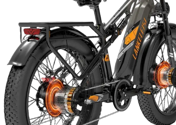 motores Bicicleta eléctrica todoterreno Lankeleisi MG800Max de 2000 W con motor dual y neumáticos anchos de 26